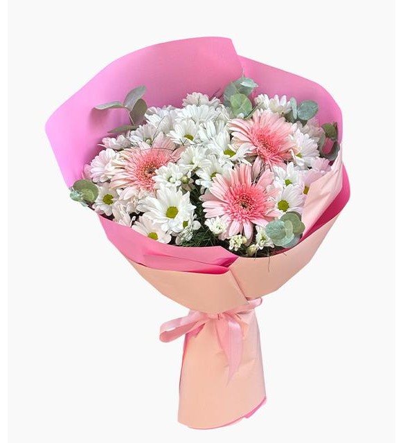 Papatya ve Pembe Gerbera Buketi